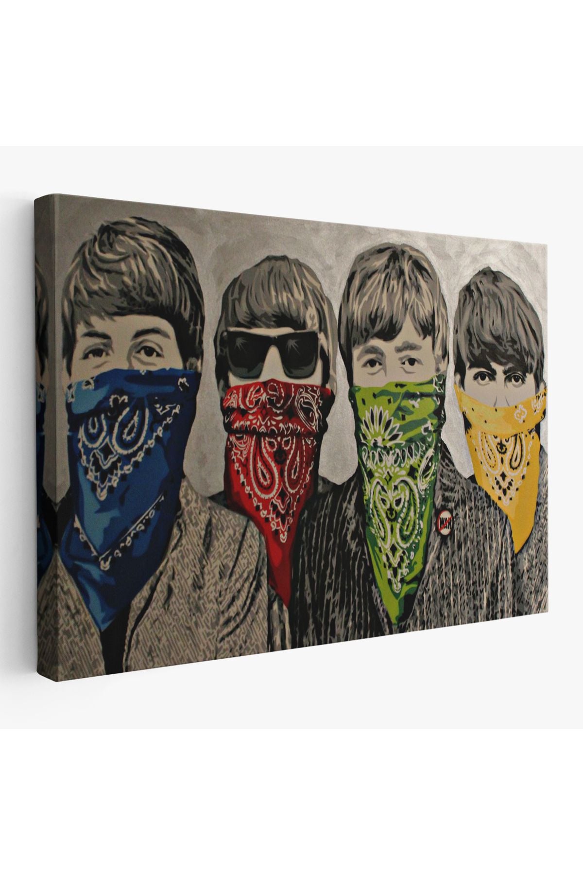 Bansky'nin Bandanalı Beatles Çocuklar İsimli Çalışması Kanvas Tablo-5011