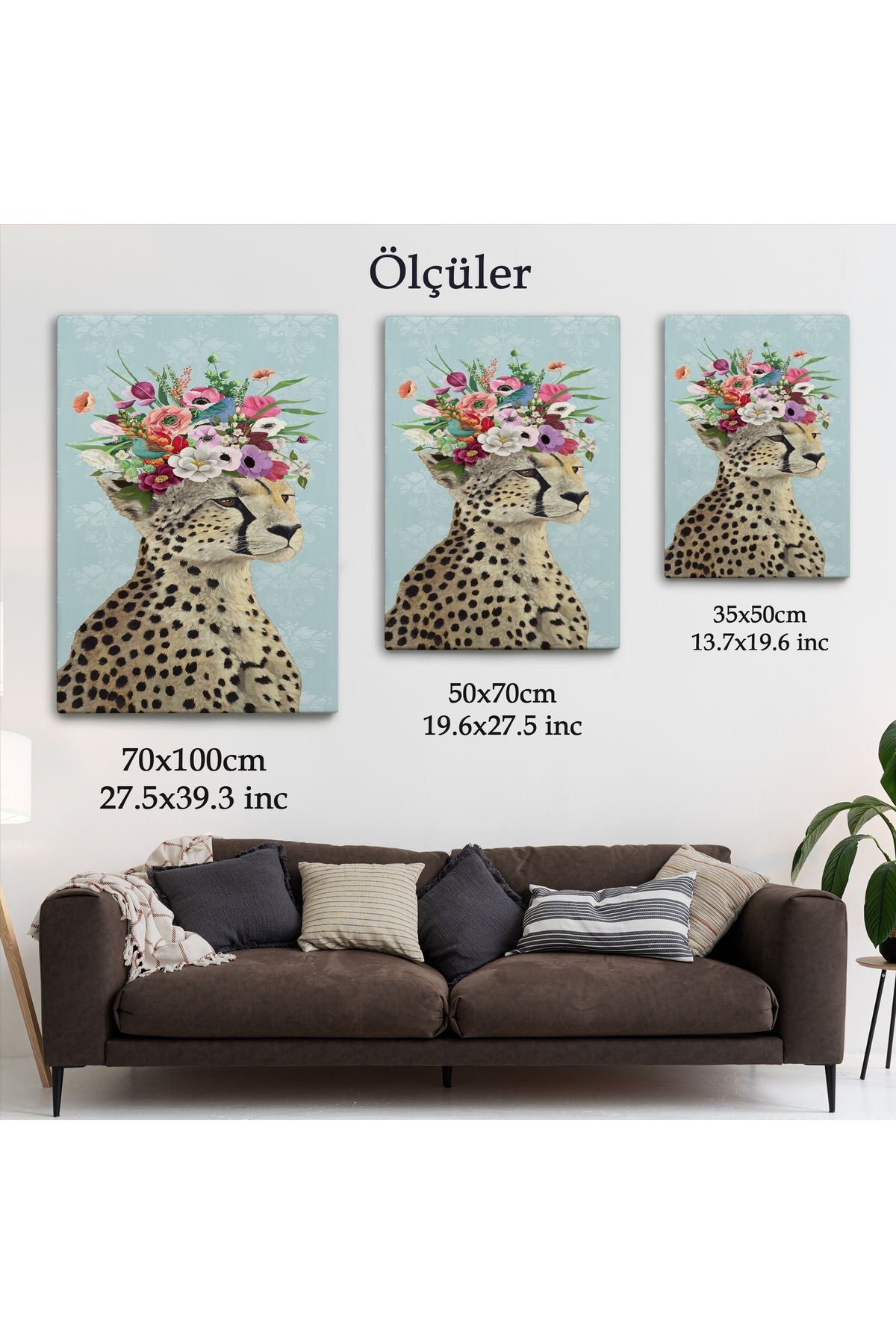 Çiçek Taçlı Kraliçe Çita Kanvas Tablo-6090