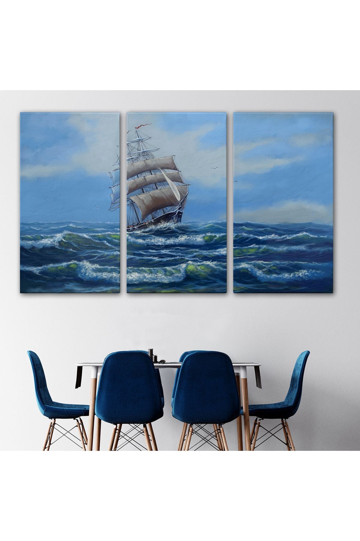 Dalgalı Okyanustaki Büyük Yelkenli Duvar Tablosu-1215