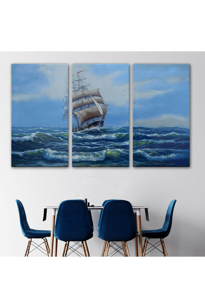Dalgalı Okyanustaki Büyük Yelkenli Duvar Tablosu-1215