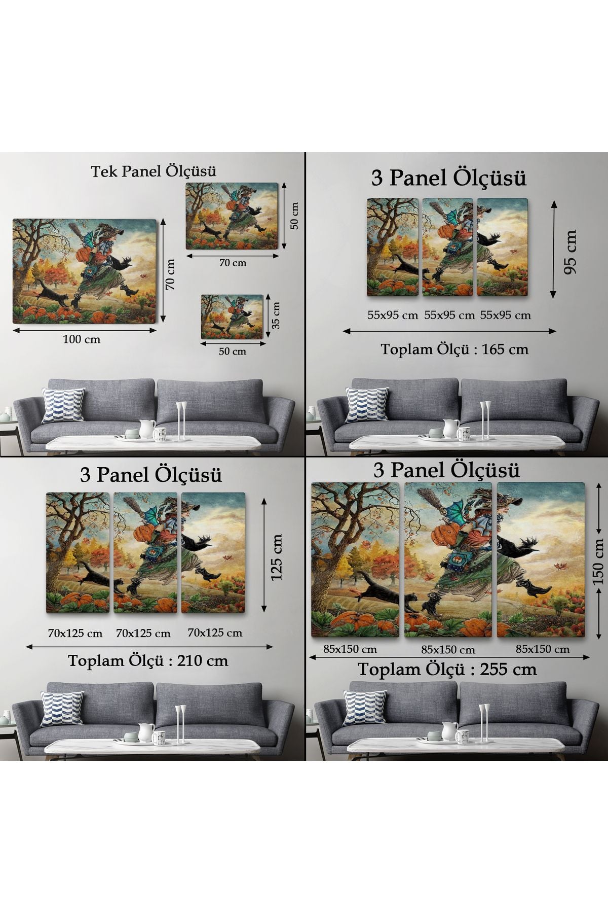 Cadı ve Kedisi Cadılar Bayramı Helloven Duvar Tablosu -6648