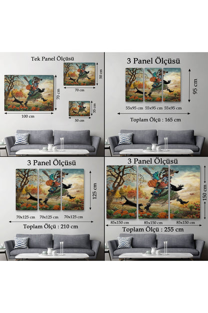 Cadı ve Kedisi Cadılar Bayramı Helloven Duvar Tablosu -6648