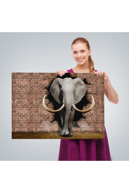 Duvardan Çıkan Fil Dekoratif Kanvas Duvar Tablosu-3620