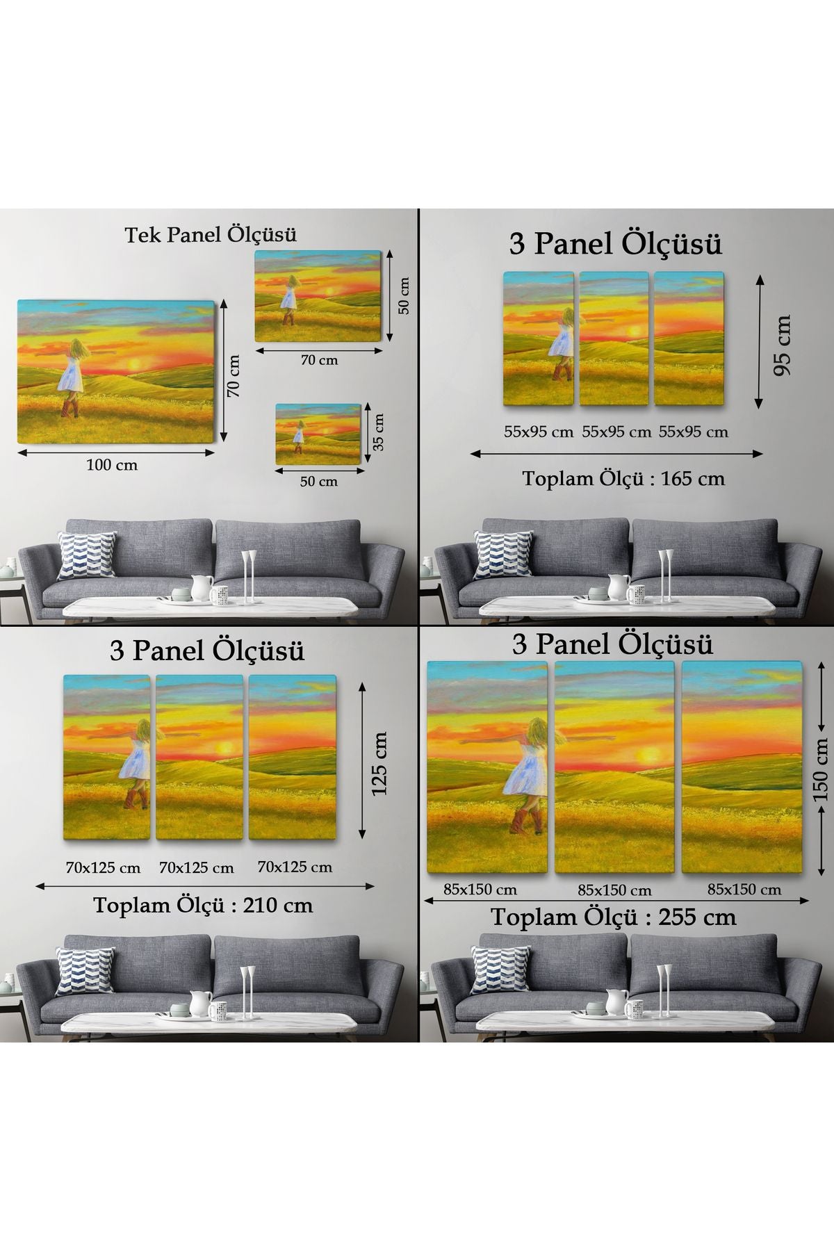 Beyaz Elbiseli Kız Ve Yaz Manzarası Tablosu-6569