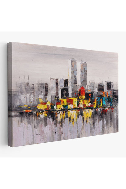 New York Şehir Manzarası Yağlıboya Görünüm Dekoratif Kanvas Duvar Tablosu-3557