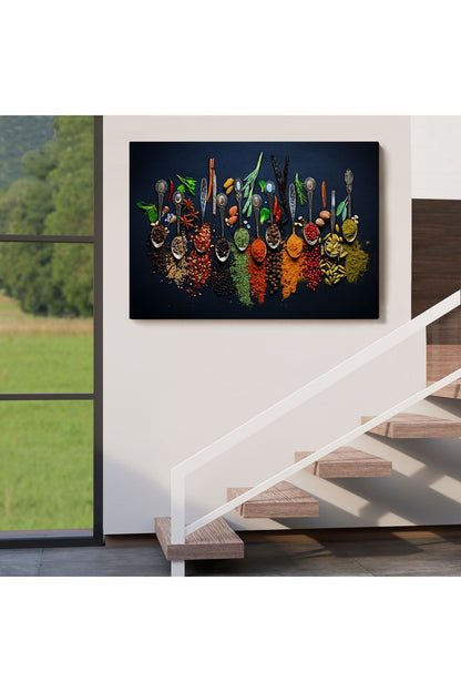 YB Mutfak Masasındaki Baharatlar Dekoratif Kanvas Tablo-3715