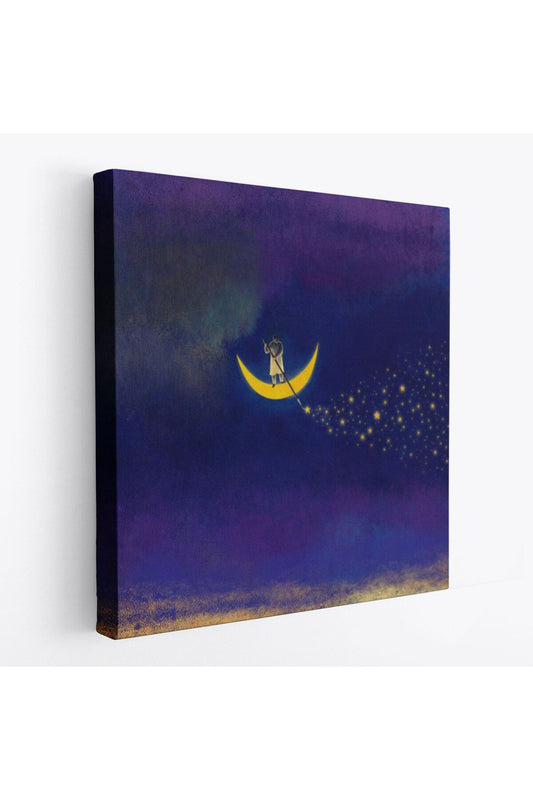 Ay'dan Yıldız Saçan Adam Kanvas Tablo-5849