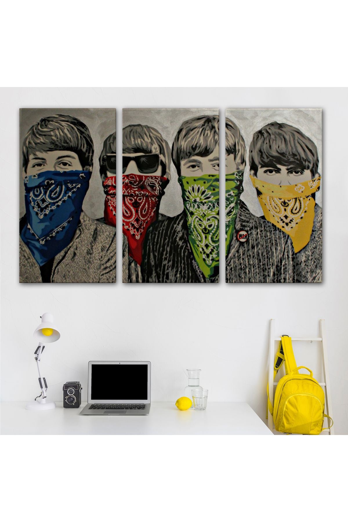 Bansky'nin Bandanalı Beatles Çocuklar İsimli Çalışması Kanvas Tablo-5011