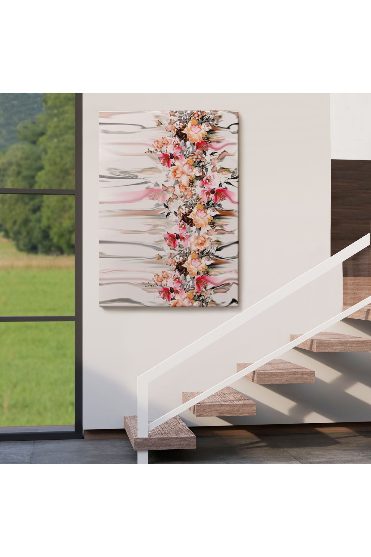 Renkli Çiçek Desenli Dekoratif Duvar Tablosu-6282