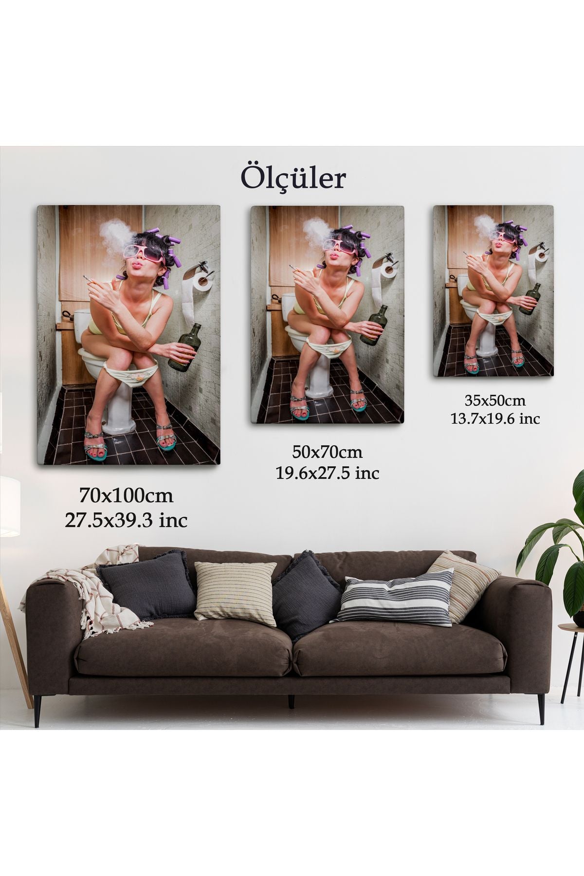 Tuvaletteki Kadın Kanvas Tablo-5104