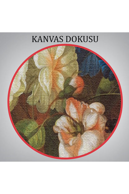 Çiçekler ve Meyveler Yağlıboya Görünüm Dekoratif Kanvas Duvar Tablosu-5939