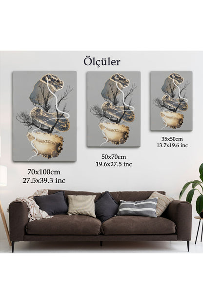 Geometrik Formda Soyut Desenler Dekoratif Kanvas Tablo-5181