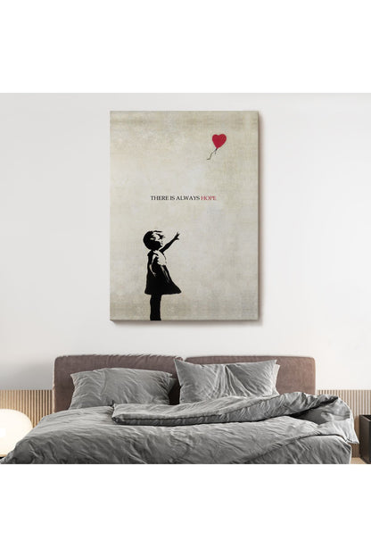 Banksy Kırmızı Balonlu Kız Dekoratif Modern Kanvas Tablo-4962