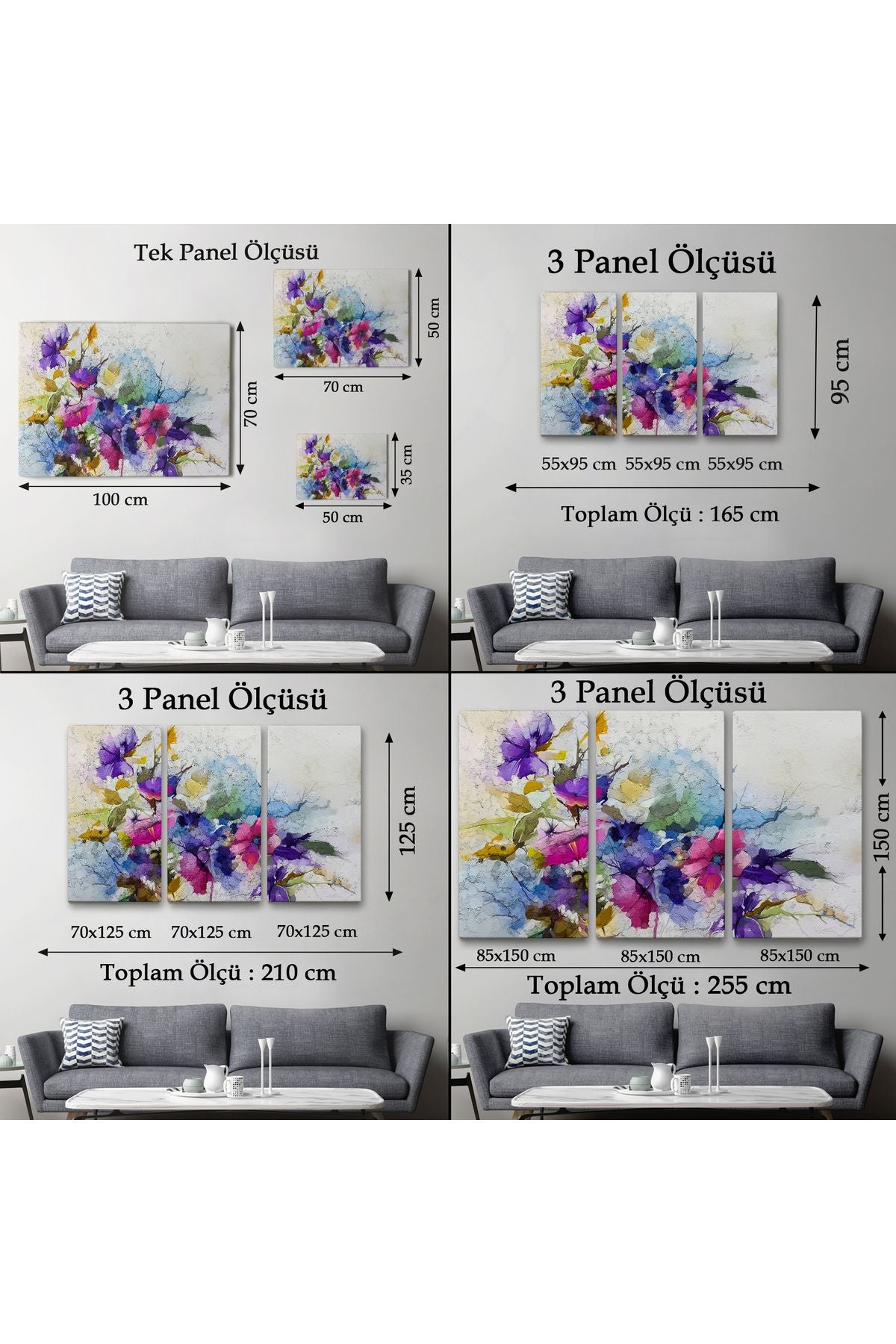 Modern Sanat Soyut Çiçekler Dekoratif Kanvas Duvar Tablo-3650