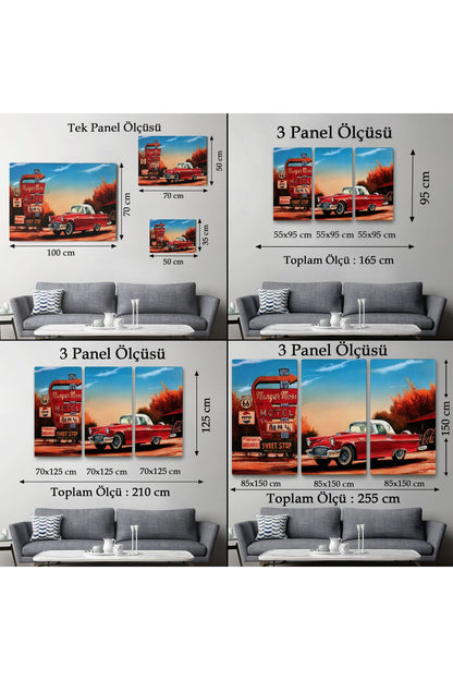 Kırmızı Klasik Araba Tablosu-6611