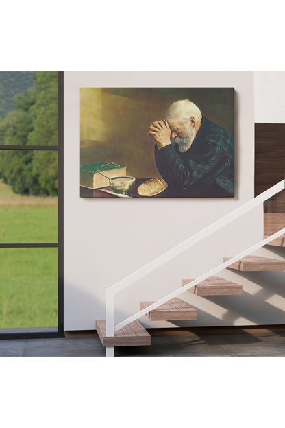 Eric Enstrom Grace Adam Ekmek Üzerinde Dua Ediyor Kanvas Tablo-5393