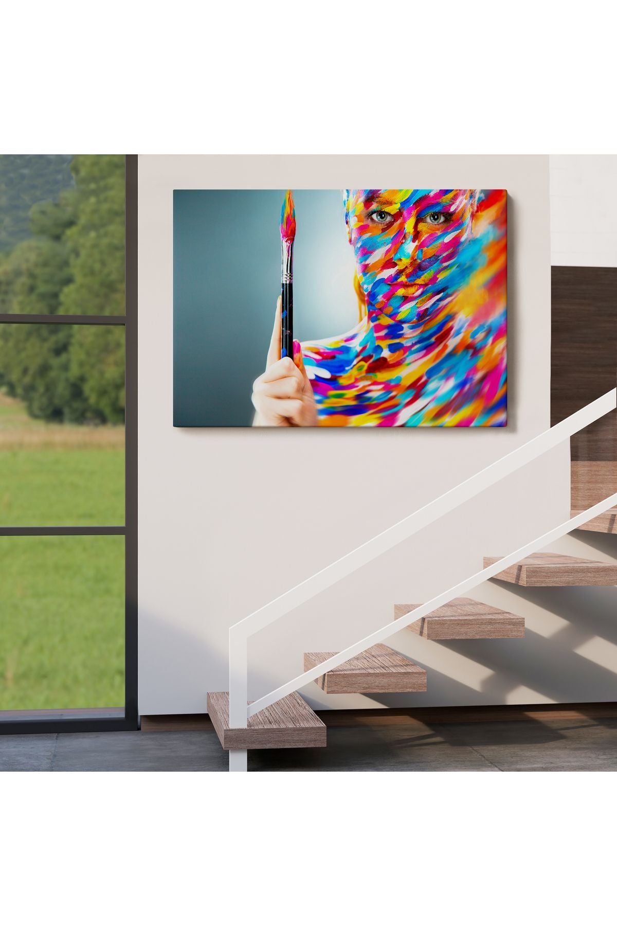 Sanatçı Kadın Dekoratif Kanvas Duvar Tablosu-3455