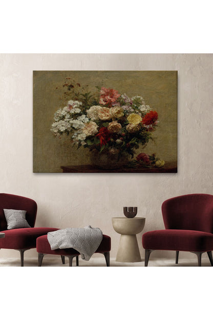 YB HG Vazodaki Renkli Çiçekler Duvar Tablosu-3493