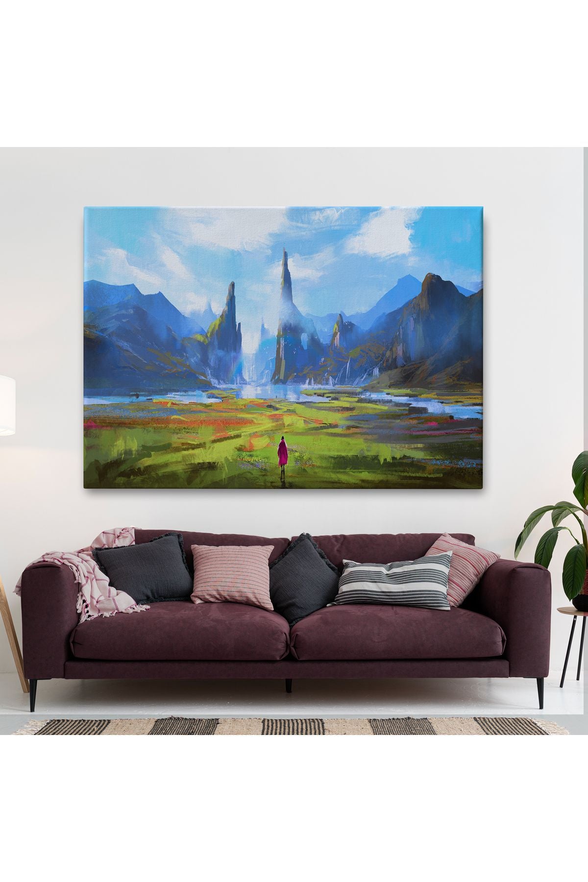 Doğada Yürüyen Kadın Manzarası Kanvas Tablo-5081