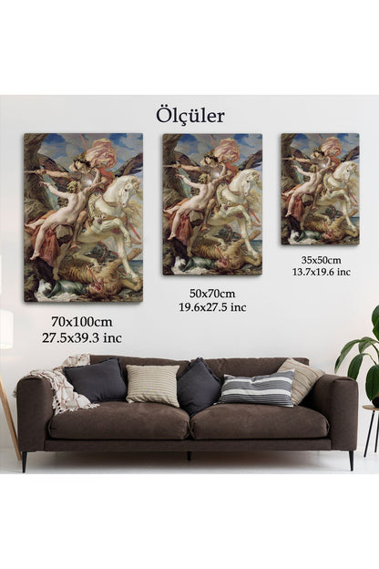 Ruggiero ve Angelica Kurtuluş Eseri Dekoratif Duvar Tablosu-6139