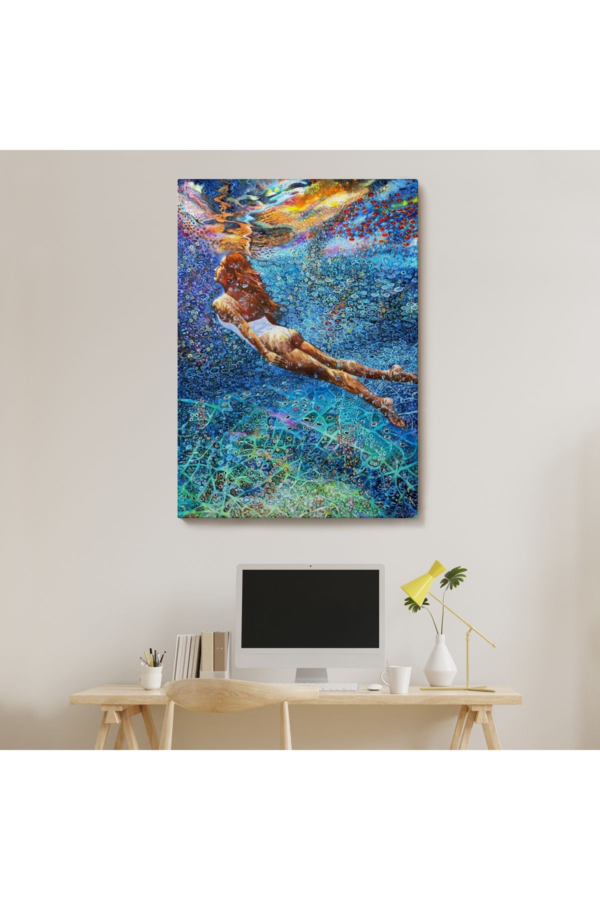 Su Altında Yüzen Kız Duvar Tablosu-6334