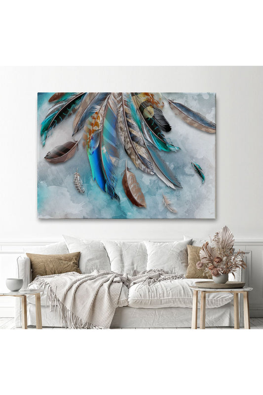 DB Kuş Tüyü Dekoratif Kanvas Duvar Tablosu -3423