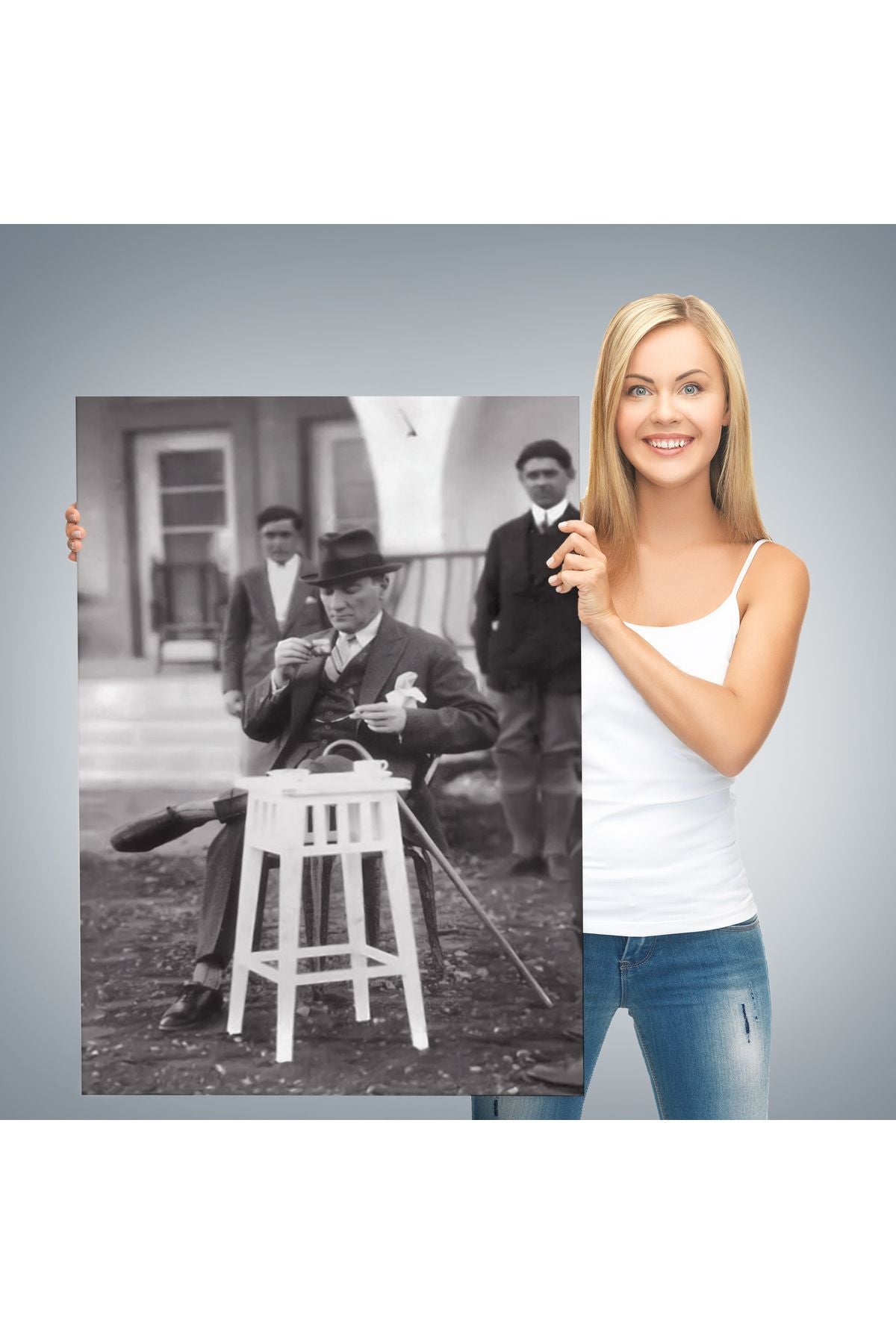 Atatürk Portre Tablosu Mustafa Kemal Atatürk Dikdörtgen Dekoratif Kanvas Tablo-EZ-124