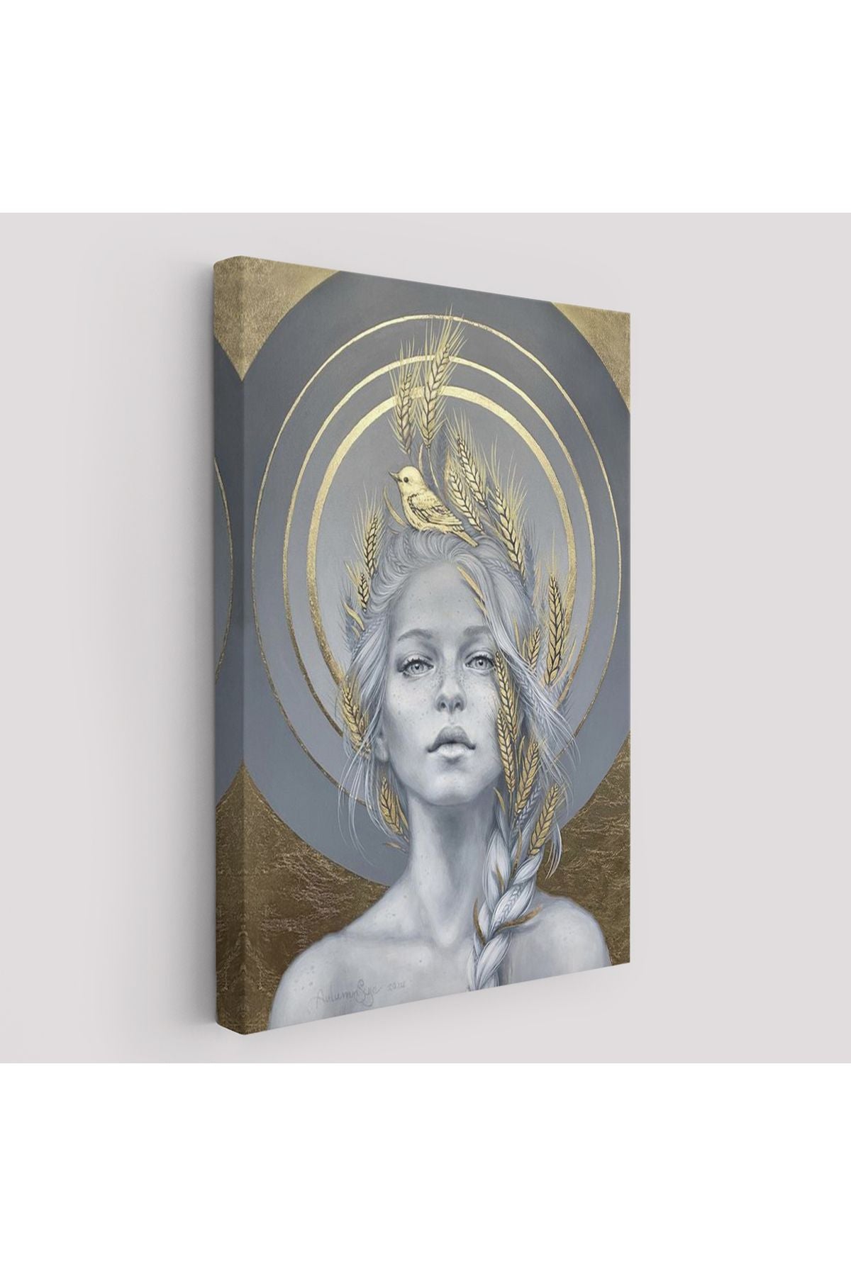 SZ KVS1-Dekoratif Duvar Tablosu-Güzel Kadın ve Altın Detayları Kanvas Tablo 6044