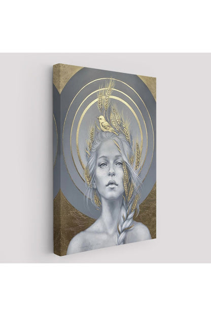 SZ KVS1-Dekoratif Duvar Tablosu-Güzel Kadın ve Altın Detayları Kanvas Tablo 6044