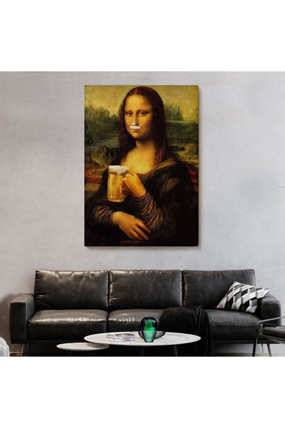 Bira İçme Mona Lisa Kanvas Tablo, Olağandışı Mona Lisa Kanvas Tablo-5219