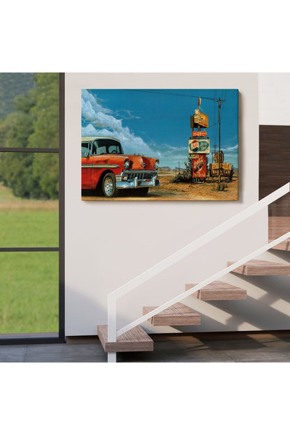 Kırmızı Klasik Araba Tablosu-6660
