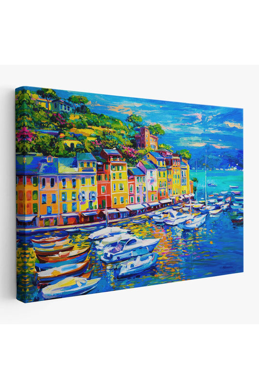Liman Tekneleri Yağlıboya Görünüm Dekoratif Kanvas Duvar Tablosu-3461