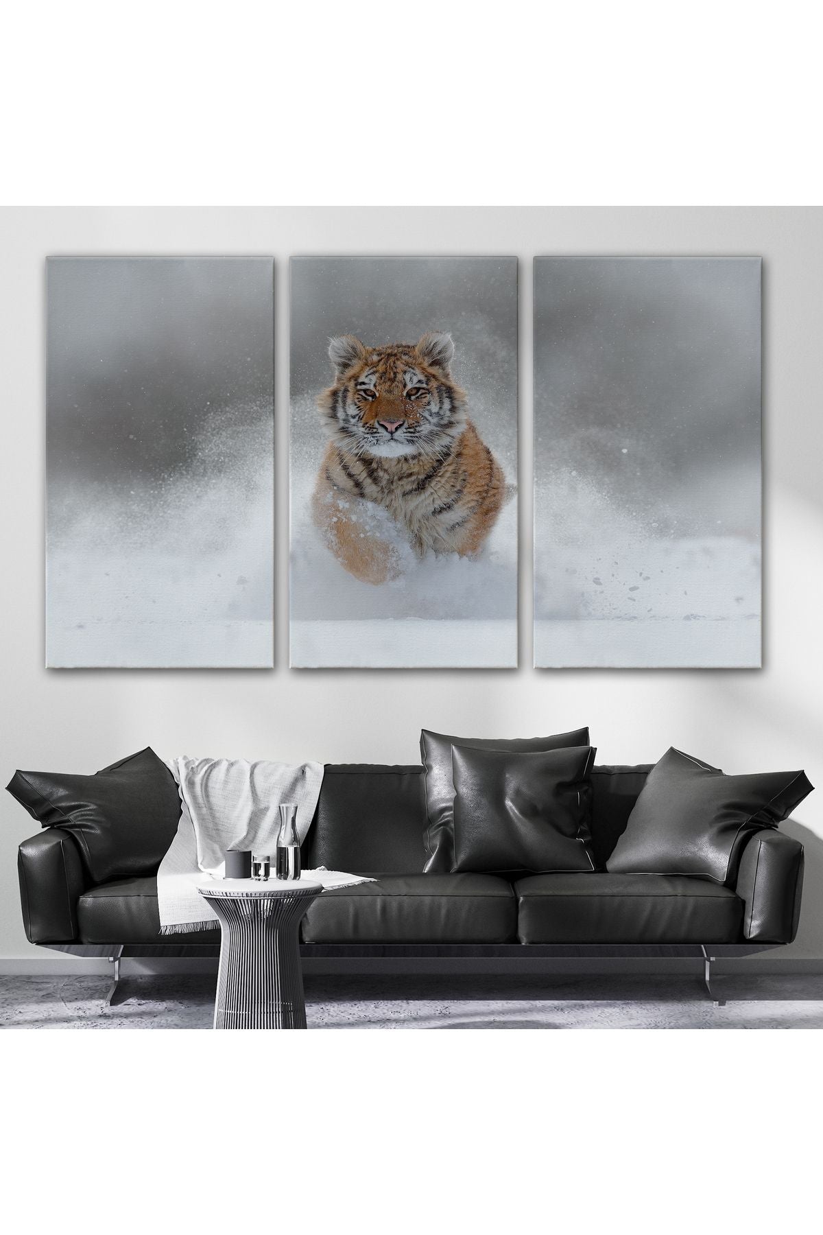 Karda Koşan Yavru Kaplan Dekoratif Kanvas Tablo 1135