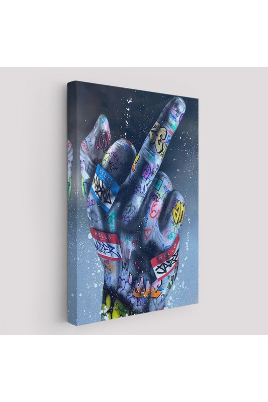 El Hareketi Hip Hop Posteri, Orta Parmak Hareketi Sokak Sanatı, Kanvas Tablo-5315