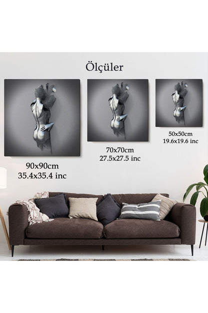 Aşk Sanatı, Gri ve Gümüş 3D Metalik Efektli Kanvas Tablo-5362