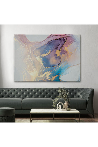 Mürekkep ve Alkol Elementleri ile Mermer Deseni Verilmiş Kanvas Tablo-5039