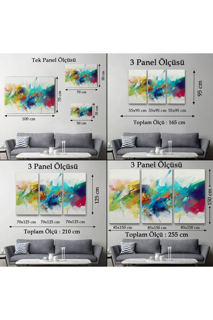 Soyut Fırça Darbeleri İle Yağlıboya Görünüm Dekoratif Kanvas Duvar Tablosu-3561