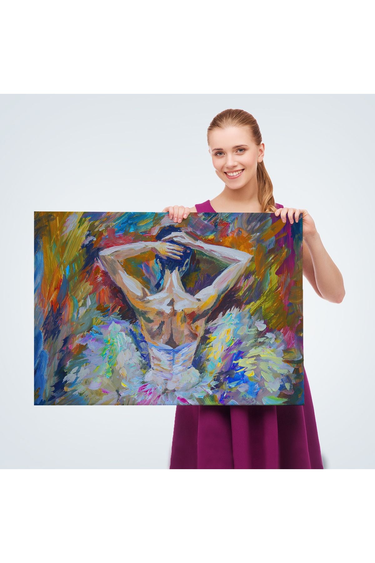 OZ Balerin Kız Yağlıboya Görünüm Dekoratif Kanvas Duvar Tablosu-3612