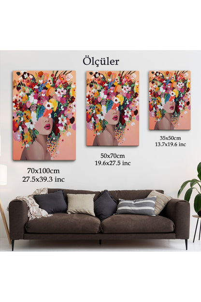Çiçek Saçlı Kadın Dekoratif Kanvas Duvar Tablosu -6373