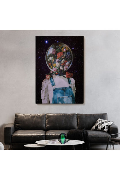 Çiçek Kafalı Kız Çocuğu Dekoratif Duvar Tablosu-6114
