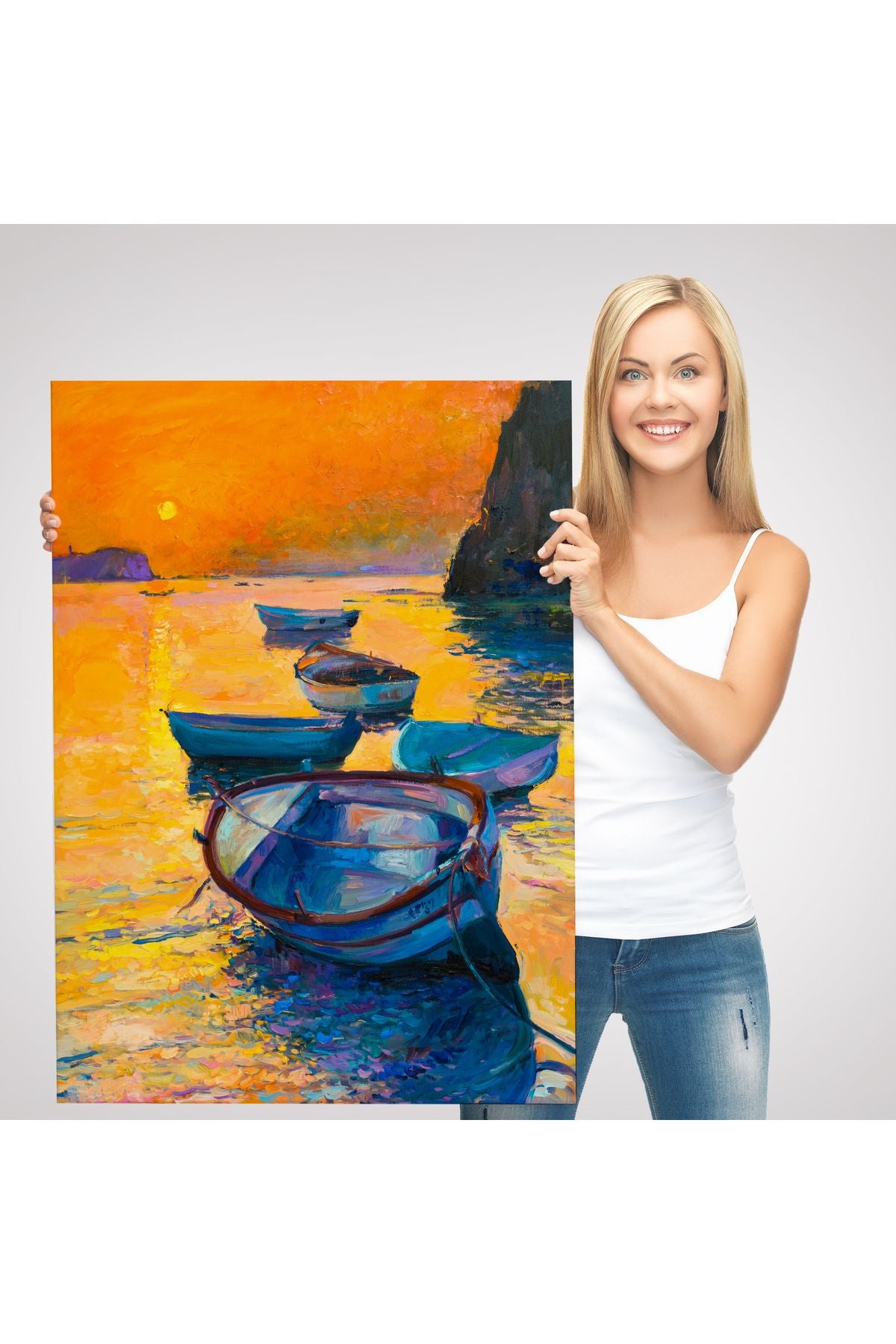 Denizde Gün Batımı Manzarası Duvar Tablosu-5983