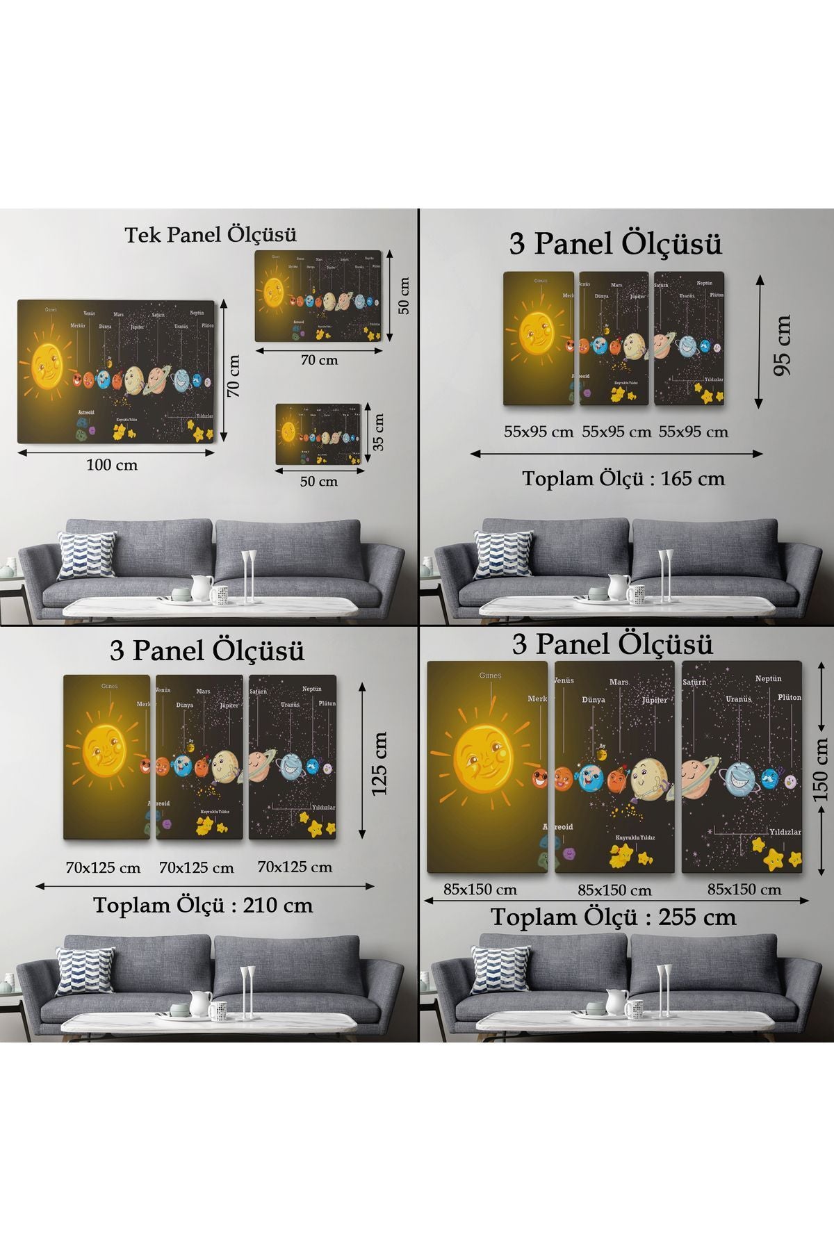 Dekoratif Kanvas Tablo-Gezegenler ile Güneş Sistemi Duvar Tablosu 6641