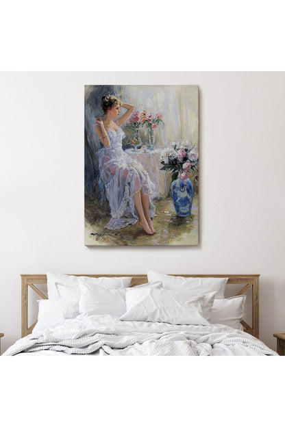 Beyaz Elbiseli Güzel Kız Duvar Tablosu-6013