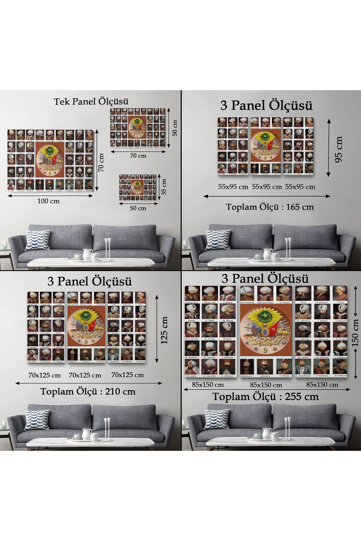 KY Özel Osmanlı Padişahlarının Tümü Dekoratif Duvar Tablosu-6549