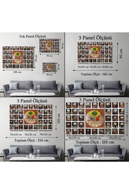 KY Özel Osmanlı Padişahlarının Tümü Dekoratif Duvar Tablosu-6549