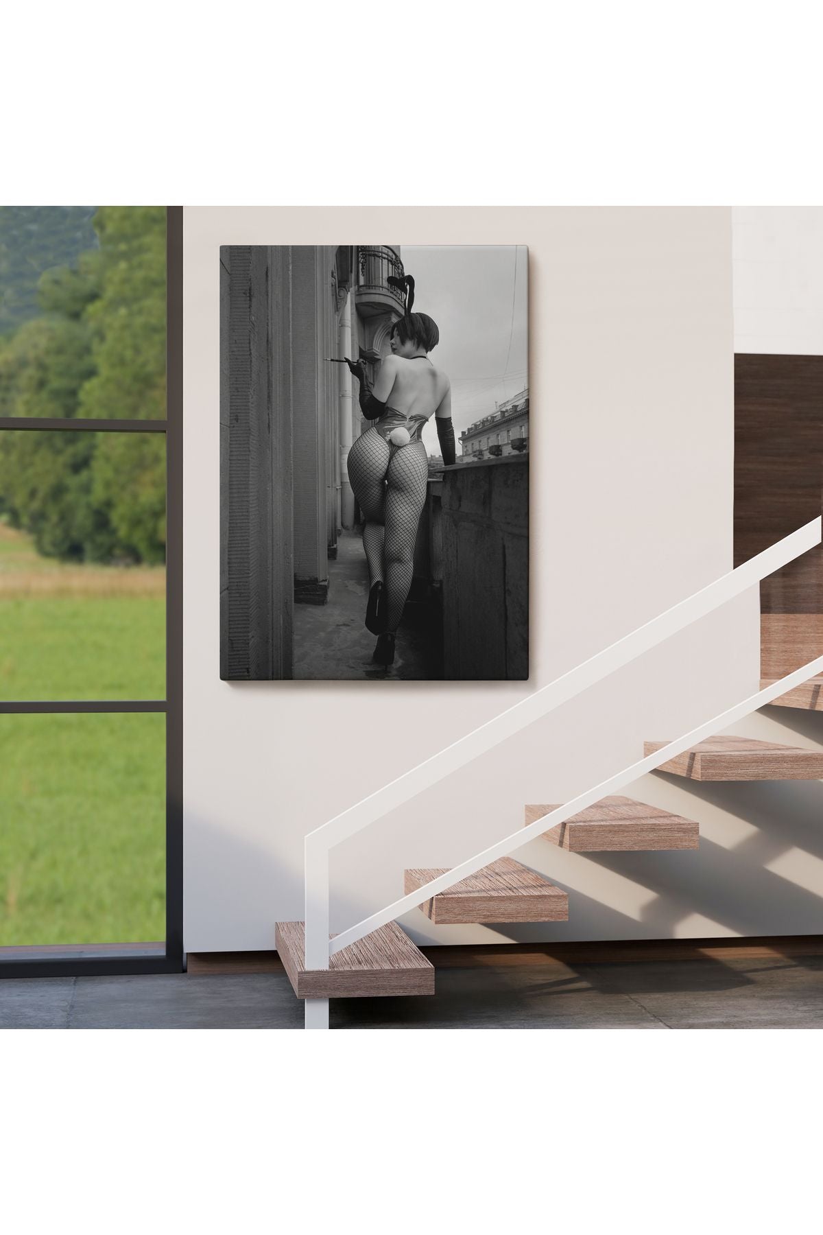 Siyah Beyaz Kadın Duvar Sanatı Erotik Şehvetli Duvar Sanatı Kanvas Tablo-5268B