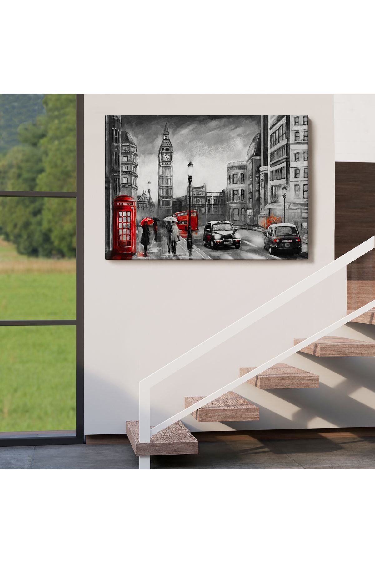 Ingiltere Londra Yağlıboya Görünüm Dekoratif Tablo-3543