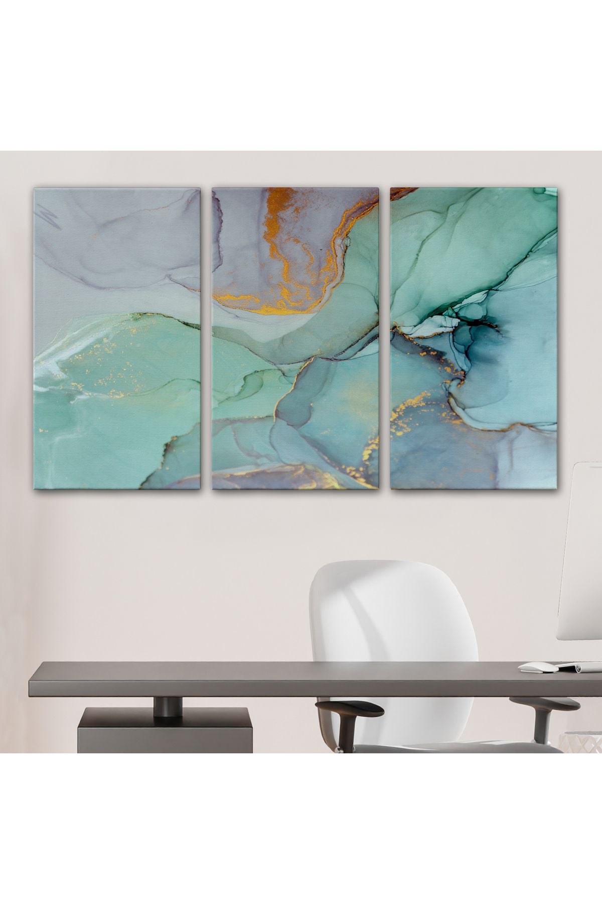 Mürekkep ve Alkol Elementleri ile Mermer Deseni Verilmiş Kanvas Tablo-5030