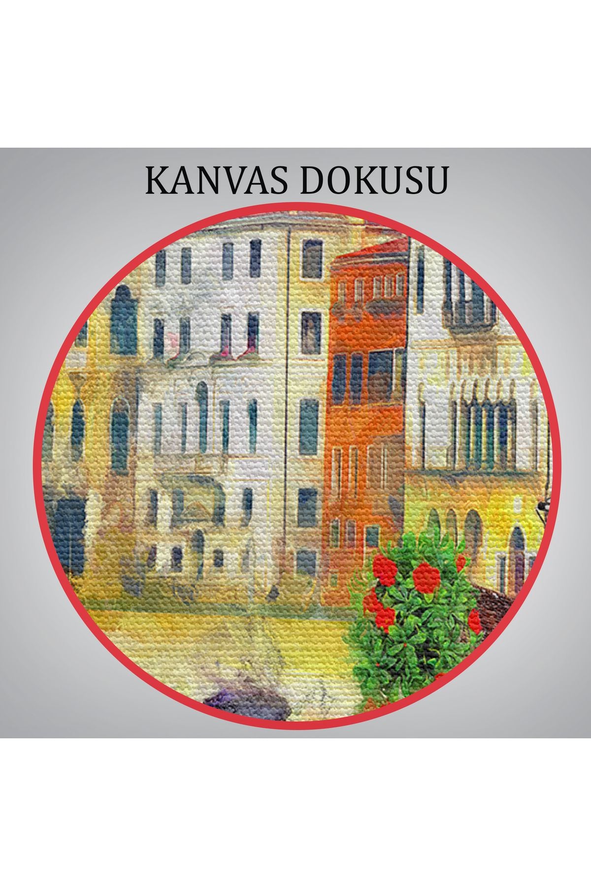 Venedik Kanalına Bakan Romantik Çift Yağlıboya Görünüm Kanvas Tablosu-3625