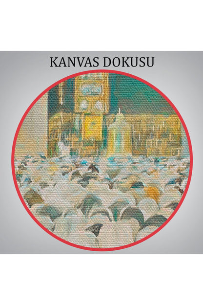 Mekke Kabe'de Kılınan Namazın Muhteşem Görüntüsü Kanvas Tablo-5052